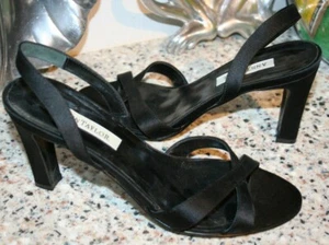 ANN TAYLOR BLACK DRESSY PARTY SHOES STRAPPY LEATHER SOLE SIZE 6.5 M ITALY - Picture 1 of 5