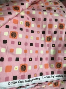 PINK Cotton Flannel Fabric 4.5+ YARDS 2006 CASBO Laughing Boy & Girl Print - Picture 1 of 6