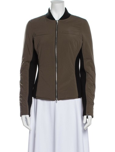 T by Alexander Wang Biker Jacket Green Black Size 8 Zippered Back & Sleeves