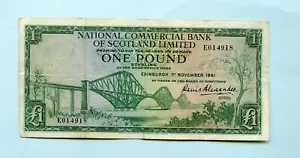Banconota 1 £ Banca Commerciale Nazionale di Scozia 1 novembre 1961 Prefisso E - Foto 1 di 2