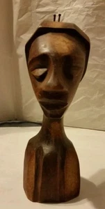 Carved Wooden African Ethnic Tribal Bust 7". Sculpture Statue Woman Figurine - Picture 1 of 4