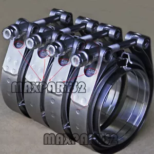 4X 3inch Stainless Steel V-Band Clamp & Flange Kit for Muffler Exhaust Downpipe - Bild 1 von 5