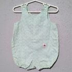 Light Green Vintage Baby Romper With Embroidered Mouse & Pink Flowers