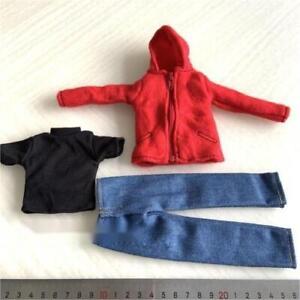 1/6 Red Hoodie Vest Pants Trousers Clothes Male For 12inch HT Action Figure Body