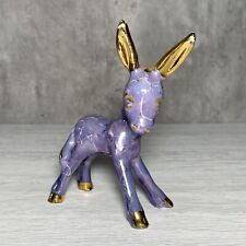 Vintage Ceramic Purple Lustre Gilded Mid Century Baby Donkey Figurine 5"