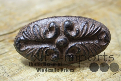 3 Cast Iron Antique Victorian Style OVAL Drawer Pull, Barn Handle, Door Handles Cover