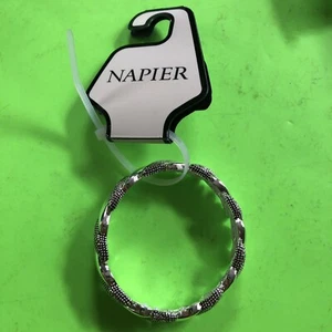 Damen Napier Armband silberfarben Perlen Stretch 7" Modeschmuck Neu mit Etikett - Bild 1 von 4