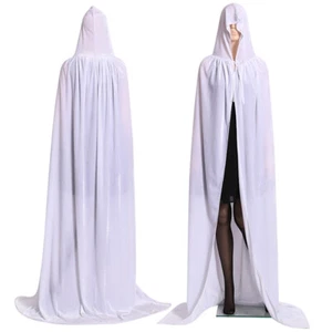 Halloween Velvet Cloak Cape Gothic Hooded Costume Vampire Cosplay Party Medieval - Picture 1 of 20