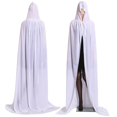Halloween Velvet Cloak Cape Gothic Hooded Costume Vampire Cosplay Party Medieval - Image 1 of 4