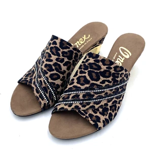 Italy ONEX Elanor Sandal Shoe 7 Women Rhinestone Leopard Animal Print Glam core - Picture 1 of 7