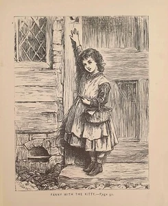 1875 Deliziosa Antica Stampa = BIMBA COL CESTINO = ORIGINALE di ETA' VITTORIANA - Picture 1 of 1