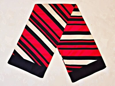 BUFANDA VINTAGE AUTÉNTICA ARTE A RAYAS ROJO AZUL BLANCO SEDA LARGA HOMBRE DOBLE Foto 1 de 2