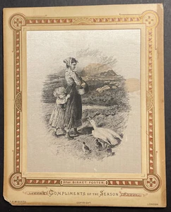 Complimenti della Stagione Auguri di Natale Poster Seta Londra 1882 G.P.McQueen - Foto 1 di 2