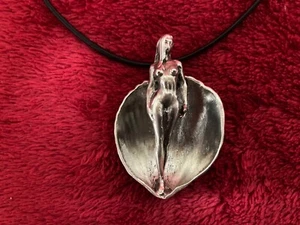 Sculpted Art Birth of Venus nude lady Sterling silver heavy pendant custom OOAK - Picture 1 of 9