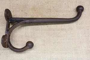 Old Coat Tack Harness Barn Iron Hook 1880's Vintage Rustic Paint Large 7 7/8” - Picture 1 of 11