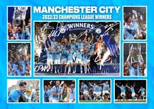 Manchester City Champions League Signed Pre-Print A4 Montage PHOTO Gift Print