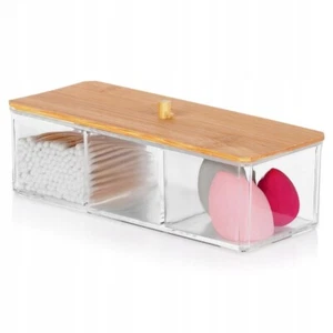 Organizador de maquillaje orion whitney, tapa de bambú transparente, caja de cos - Imagen 1 de 8