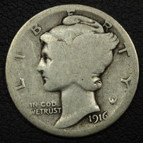 1916 D Mercury Silver Dime Cover
