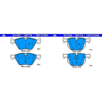 Pastilhas de freio dianteiras e traseiras BMW 528xi 535xi ATE 607174/607176 - Imagem 1 de 2