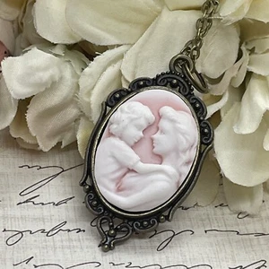 Bronze Pink New MOM Heart Wedding Party Jewelry White Mothers Day necklace Cameo - Picture 1 of 12