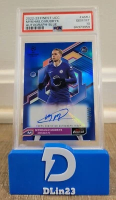 2022 TOPPS FINEST UCC MYKHAILO MUDRYK BLUE RC AUTO #/150 #A-MU PSA 10 GEM MINT - Image 1 of 2
