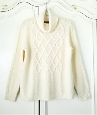 Suéter Pullover Mantovani Studio Crema Cachemira Italiana Cuello Capucha Mujer Grande Foto 1 de 4