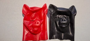 Latex Gummi Schweinemasken 2er Set, ungetragen - Bild 1 von 5