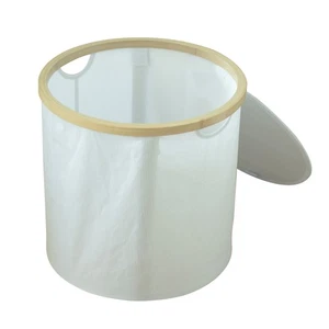 kleiner runder Wäschekorb Ilian Weiß Wäschebehälter Wäschesammler Wäschebox HTI- - Bild 1 von 3