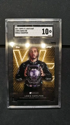 2021 Topps F1 Lights Out Lewis Hamilton World Champion SGC GM 10 - Image 1 of 2