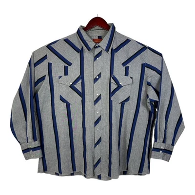 Camisa Rustler X-Long Tails Perla A Presión Para Hombre Talla 2XL Rayas Occidental Ligera Foto 1 de 4