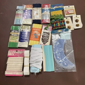 Großer Posten Vintage Nähzubehör Begriffe Zackenlitze elastische Bindung Borte einige neu aus altem Lagerbestand - Bild 1 von 6