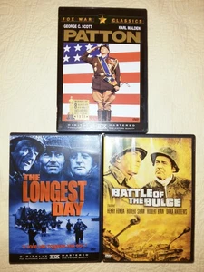 3 Great WW2 Movie Dvds: BATTLE OF THE BULGE, THE LONGEST DAY, PATTON -NM - Bild 1 von 3