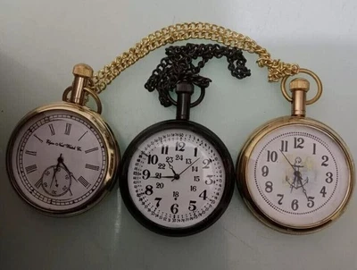 Lote de 3 relógios vintage elgin bolso colecionável antigo relógio de bolso de latão PRESENTE - Imagem 1 de 4