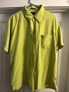 Alfani button up shirt mens XL short sleeve dress Rayon/ Polyester green - Picture 1 of 6