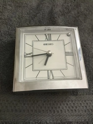 SEIKO - ALARM CLOCK SILVER-TONE METALLIC ASCENDING ALARM  QHE123SLH - Image 1 of 3