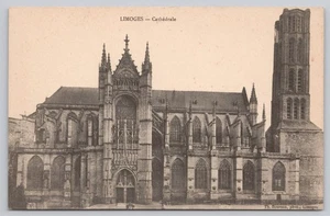 Limoges France Cathedral Saint Etienne Gothic Architecture Lithograph Postcard - Picture 1 of 2