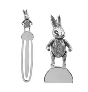Rabbit Bookmark Victorian Style 925 Sterling Silver With Articulated Rabbit - Imagen 1 de 10