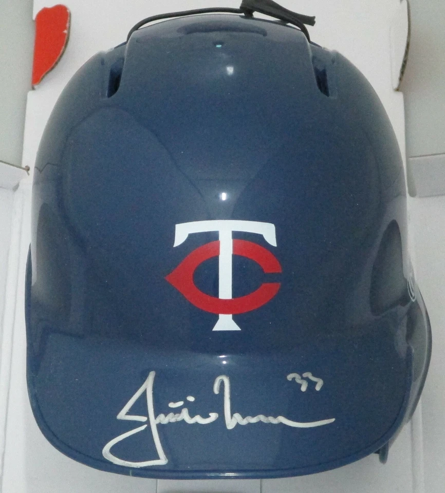 Minn Twins JUSTIN MORNEAU Signed Rawlings Mini Helmet AUTO - All Star - JSA - Image 1 of 1