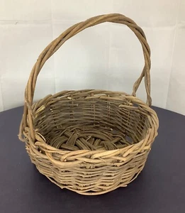 Antigua cesta de recolección vintage tejida a mano ovalada sauce vid marrón 10 x 12 - Imagen 1 de 7