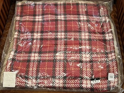 NUEVA Funda de almohada trasera Pottery Barn Nottingham a cuadros de piel sintética, roja, Navidad Foto 1 de 4