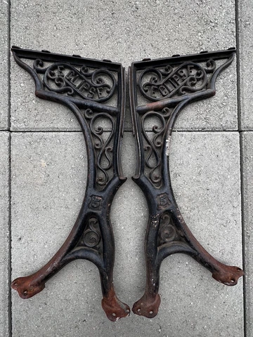 Antique Cast Iron ECLIPSE School Desk Legs Base Art Nouveau Victorian Cover