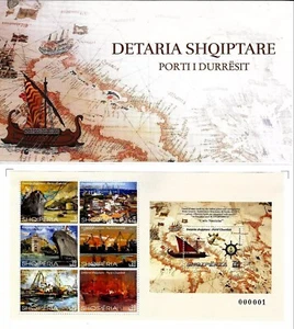 Estampillas de Albania 2023. Albania Marítima - Puerto de Durrës. Barco. Folleto MNH - Imagen 1 de 1