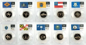 1999 and 2000 S State Proof CLAD PCGS 70 10 Coin Quarter Set - Picture 1 of 2
