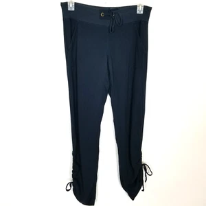 XCVI Women Ruched Pull On Pants Sz XS Black Pull On Skinny Casual Drawstring - Picture 1 of 8