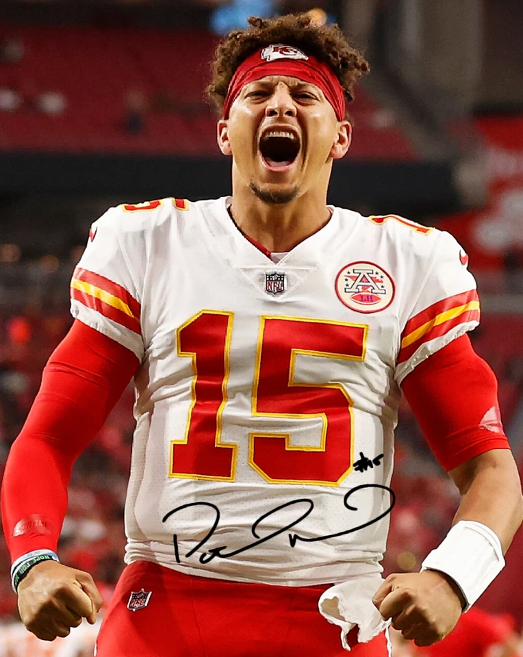 Patrick Mahomes autografado 8x10 Kansas City Chiefs gritando reimpressão assinada - Imagem 1 de 1