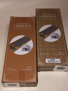 (2) Westminister Cribbage Set, Solid Wood Continuous 3 Track Board, Pegs & Cards - Picture 1 of 3