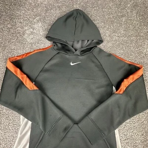 Nike Center Swoosh Hoodie Boys Youth Large Gray Orange Pullover Activewear Gym - Picture 1 of 5