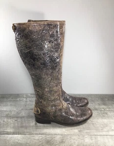 Womens Frye #76433 Crackle Distressed Brown Leather Riding Tall Boots Size 7 - Bild 1 von 11