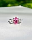 6ct Oval Lab Created Pink Sapphire Moissanite Wedding Ring 14k White Gold 7 8 9