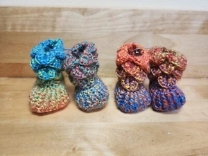 Multicolor Striped Preemie Baby Booties - Picture 1 of 8